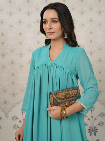 Dhiyona OD  Mandarin Collar A-Line Kurta
