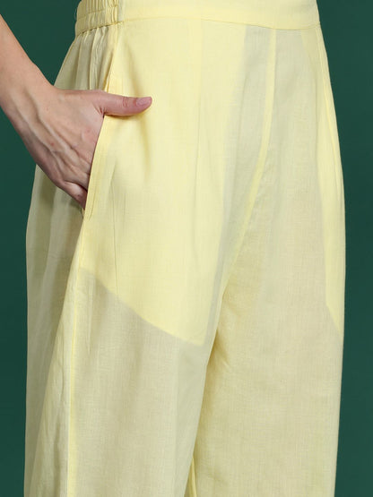 Floral Embroidered Pure Cotton Kurta with Trousers & Dupatta