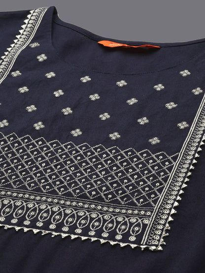 Dhiyona IE Floral Embroidered Sequins Straight Kurtas