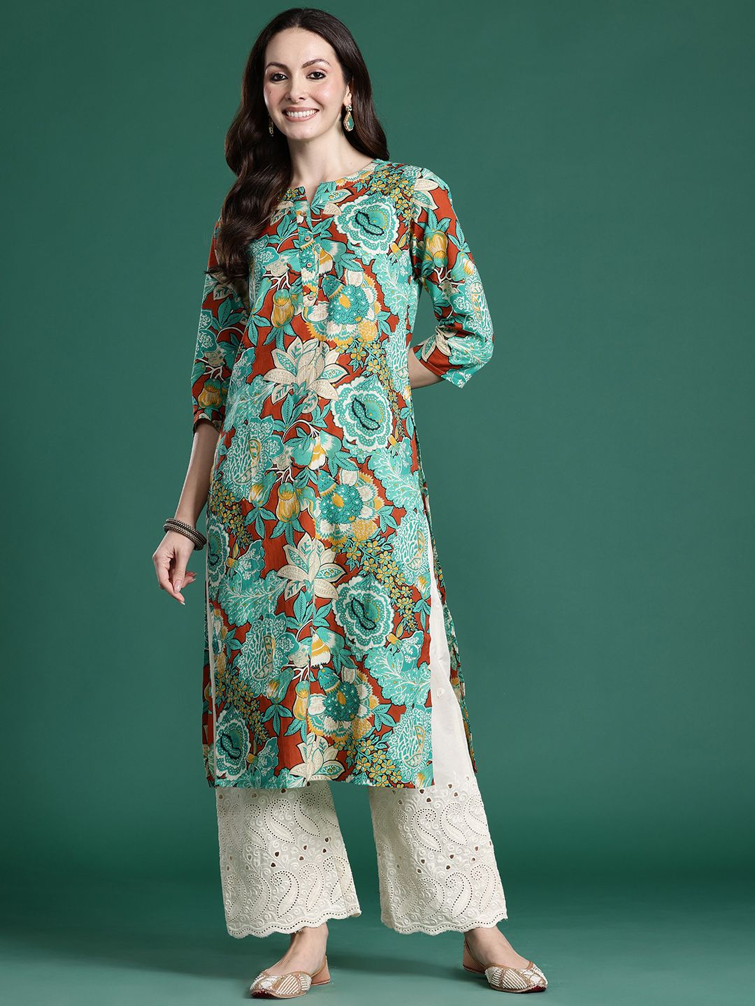 Dhiyona IE Floral Printed Pure Cotton Kurta