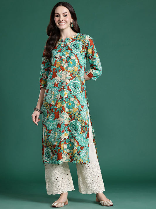 Dhiyona IE Floral Printed Pure Cotton Kurta