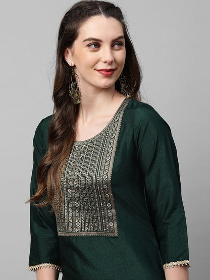 Dhiyona IE Women Green Yoke Design Kurta