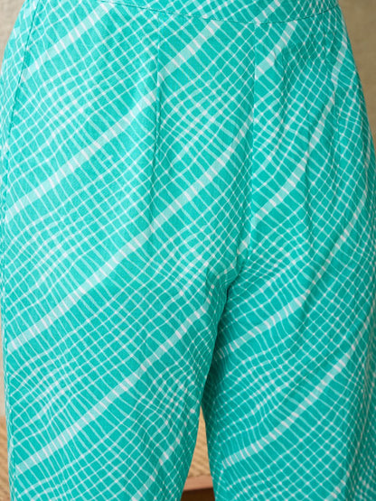 Floral Printed V-Neck Pure Cotton A-Line Kurta With Trousers