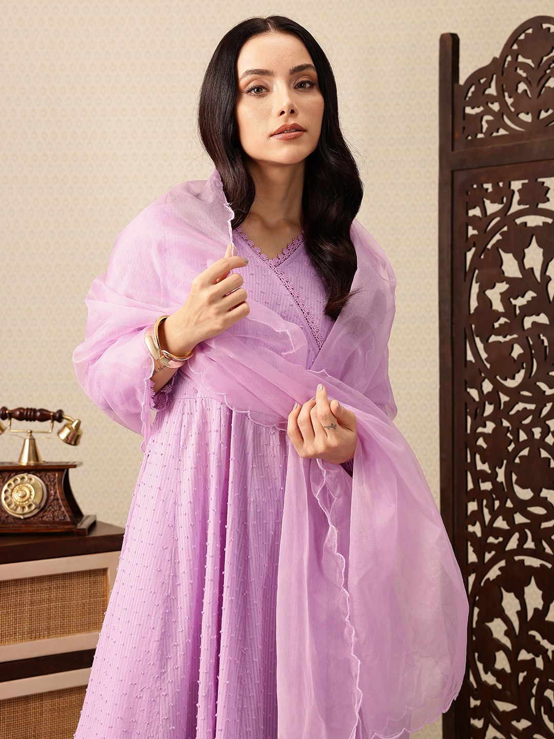 Dhiyona PD Women Angrakha Pure Cotton Jashn Kurta with Palazzos & Dupatta
