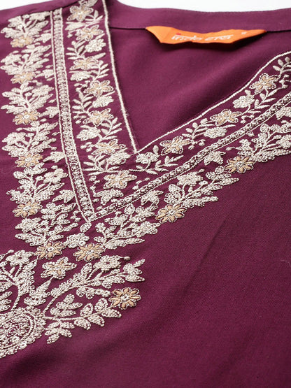 Dhiyona IE Floral Embroidered Kurta With Trousers & Dupatta