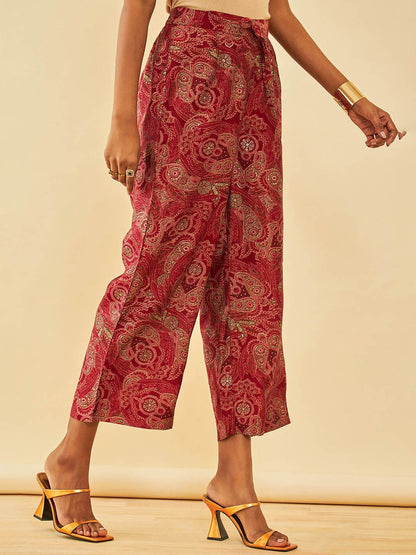 Dhiyona SO Women's Paisley Printed Regular Thread Work Kurta with Trousers