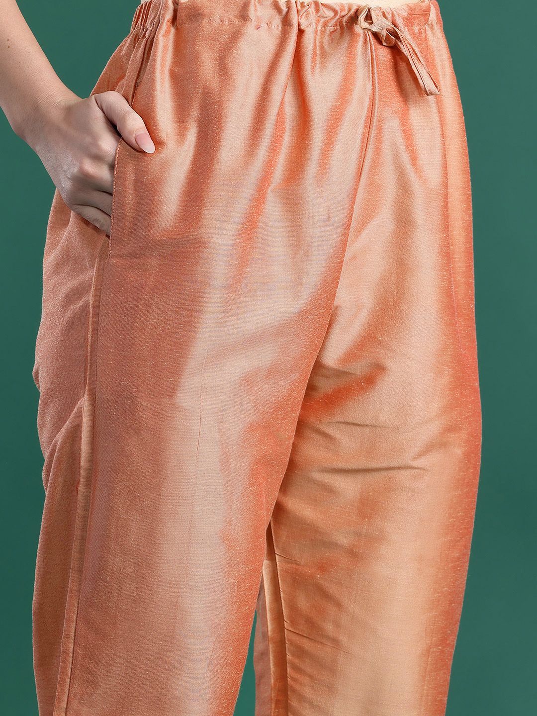 Floral Embroidered Thread Work Pure Cotton Kurta with Trousers