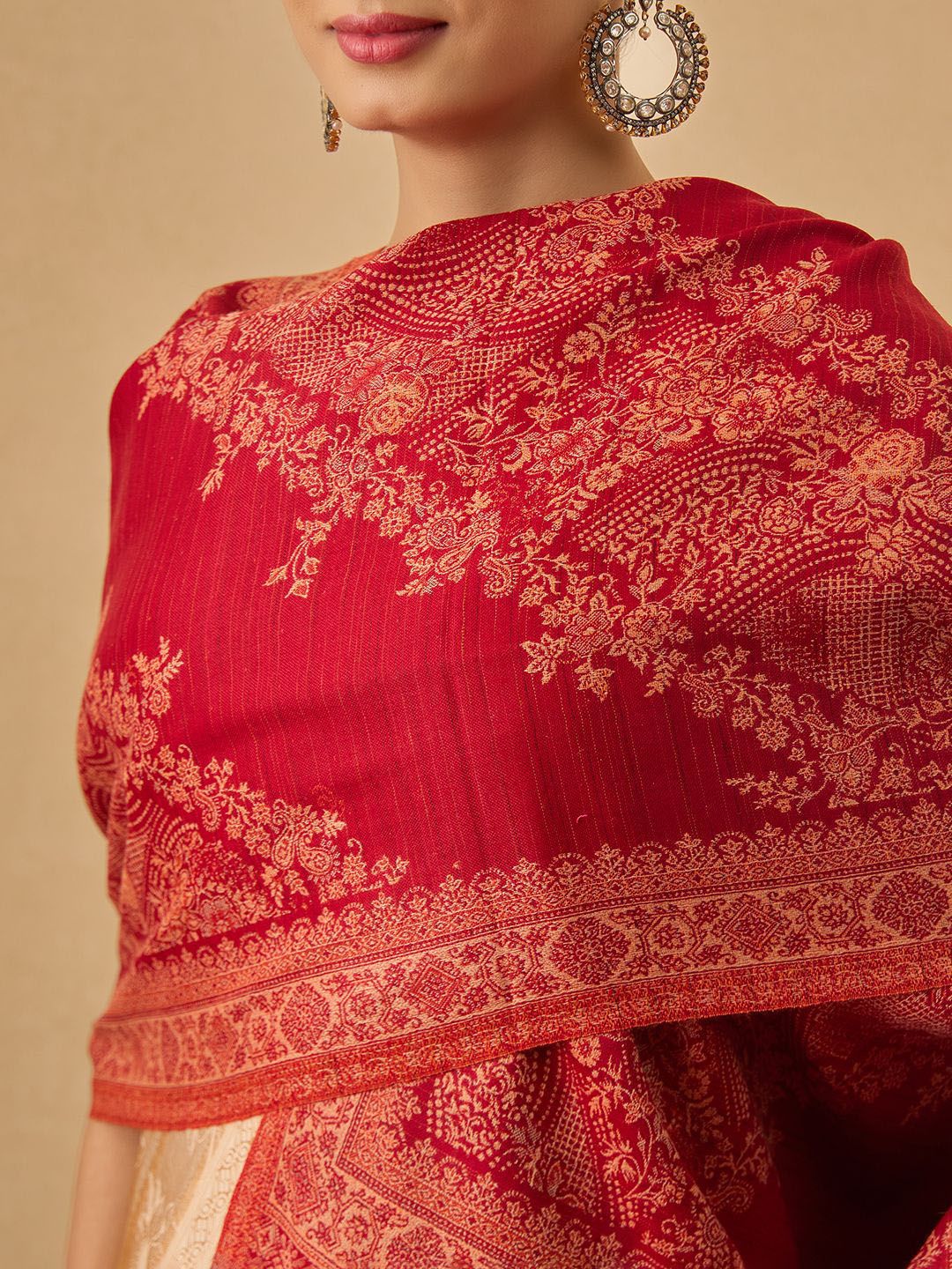 Dhiyona PA Floral Woven Design Kohsar Jamawar Shawl