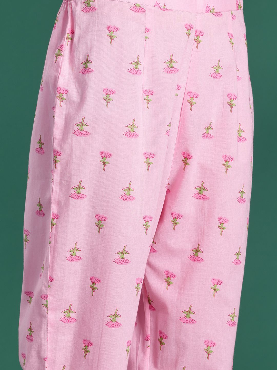 Floral Printed Pure Cotton Kurta with Trousers