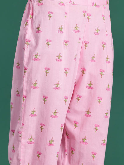 Floral Printed Pure Cotton Kurta with Trousers