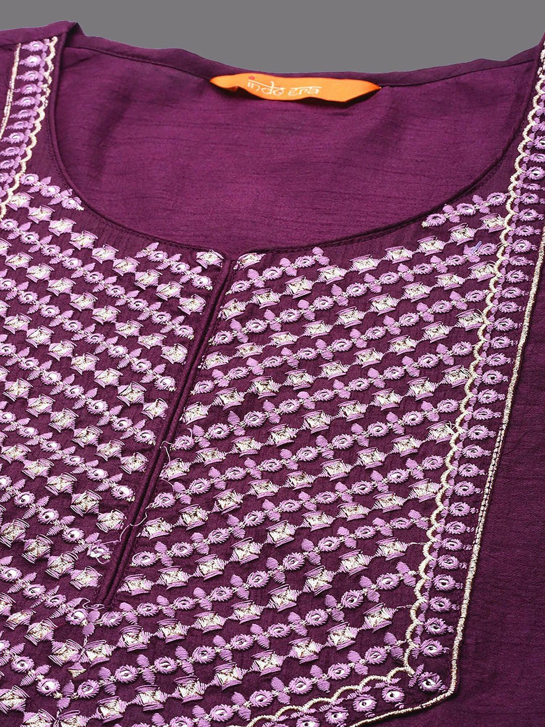 Floral Yoke Design Kurta With Trousers & Dupatta