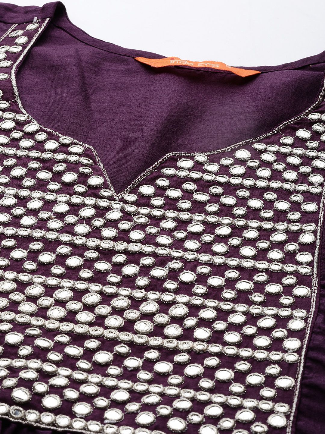 Women Purple Yoke Design Kurta with Trousers & Dupatta