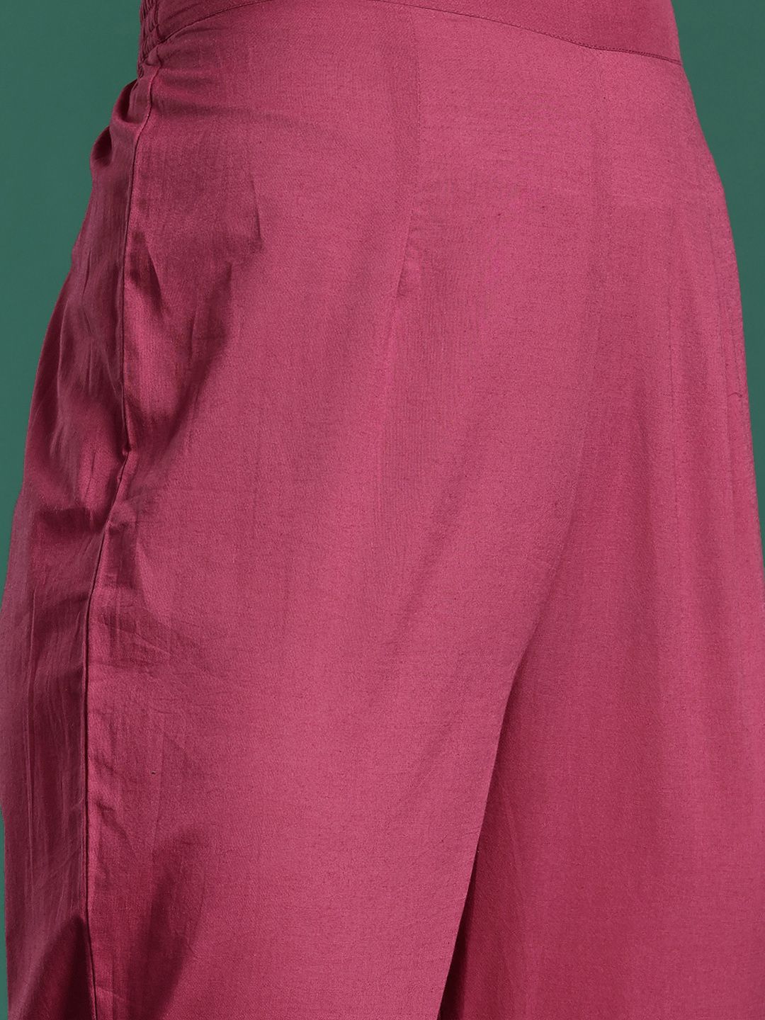 Floral Pleated Sequinned Pure Cotton Kurta with Trousers & With Dupatta