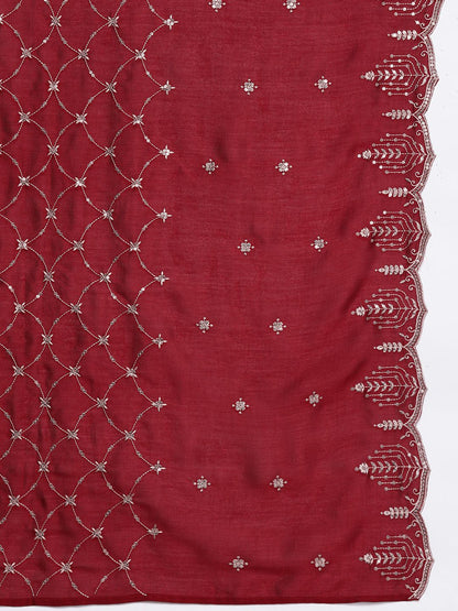 Dhiyona IE Women Yoke Design Regular Thread Work Kurta with Trousers & With Dupatta