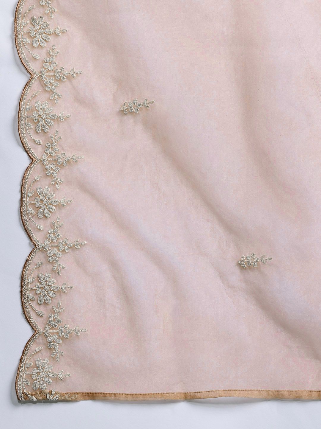 Floral Embroidered Thread Work Kurta With Trousers & Dupatta