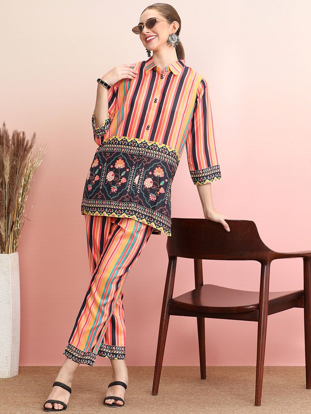 Dhiyona IE Striped Shirt With Trousers