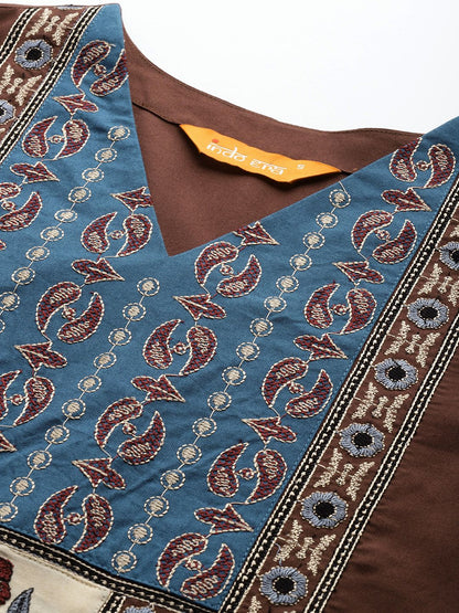Ethnic Motifs Embroidered Thread Work Kurta with Palazzos & With Dupatta