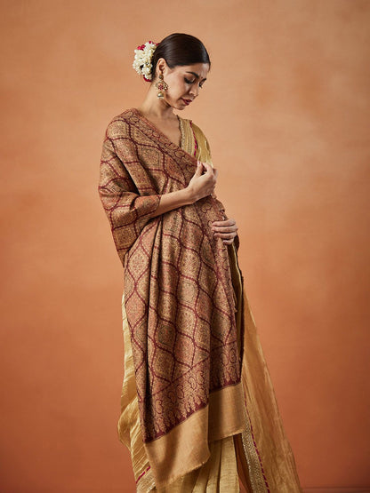 Dhiyona PA Shabnam Paisley Woven Design Jamawar Shawl