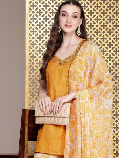 Dhiyona PD Women Women Ethnic Motifs Regular Jashn Kurti With Palazzos & Dupatta