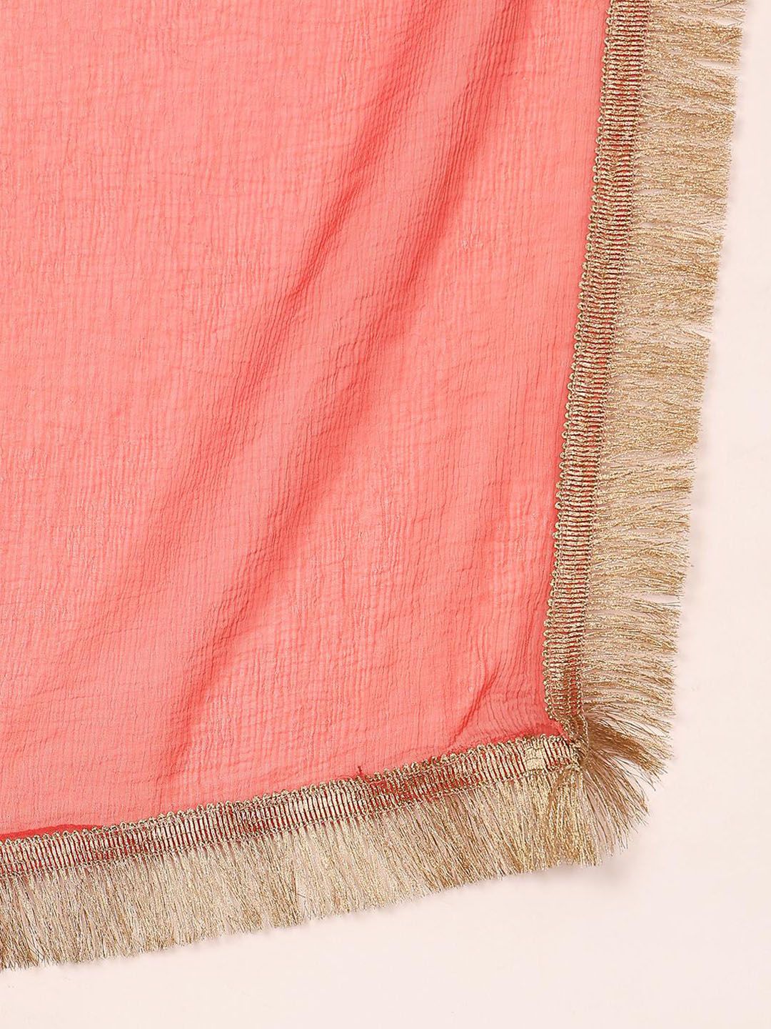 Dhiyona VA Women'sRust Floral Embroidered Regular Sequinned Straight Kurta With Trouser With Dupatta