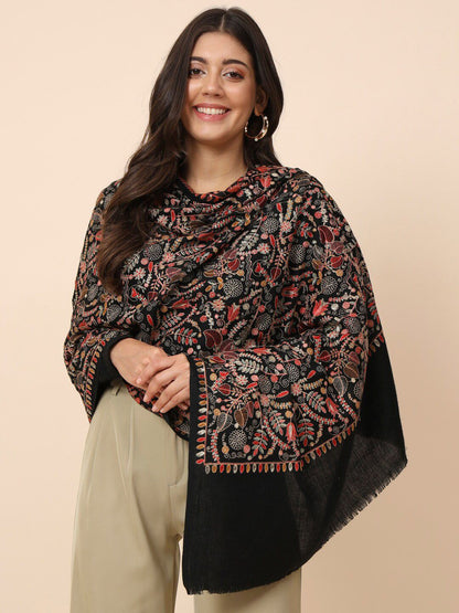 Dhiyona PA Women Floral Embroidered Pure Woollen Shawl