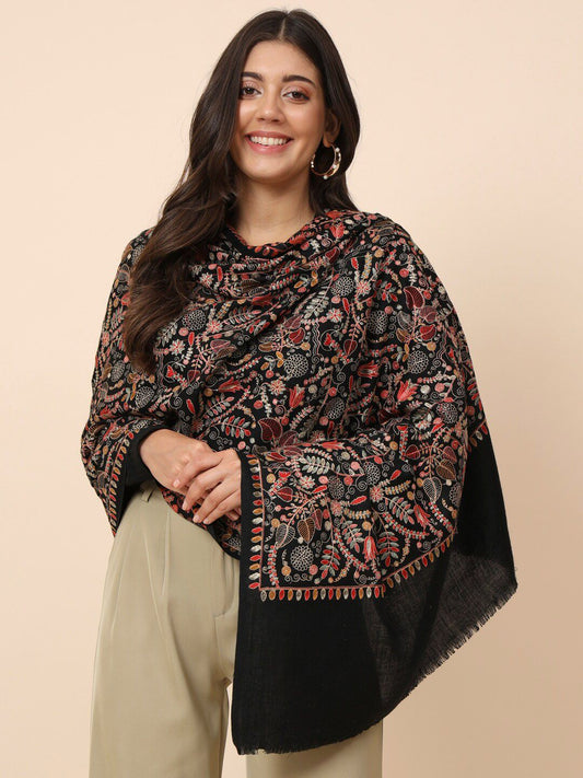 Dhiyona PA Women Floral Embroidered Pure Woollen Shawl