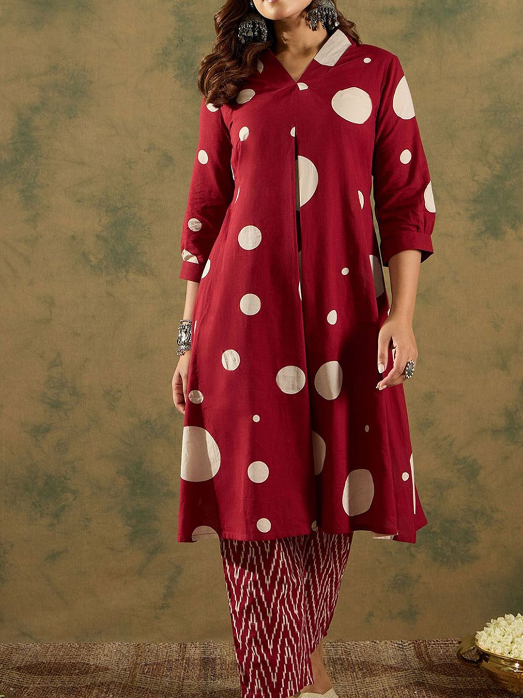 Dhiyona IE Printed V-Neck Pure Cotton Tunic With Trouser