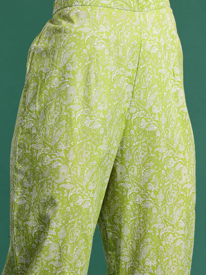 Dhiyona IE Women Paisley Embroidered Pure Cotton Kurta with Trousers