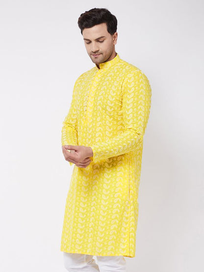 Men's Mustard Pure Cotton Straight Kurta