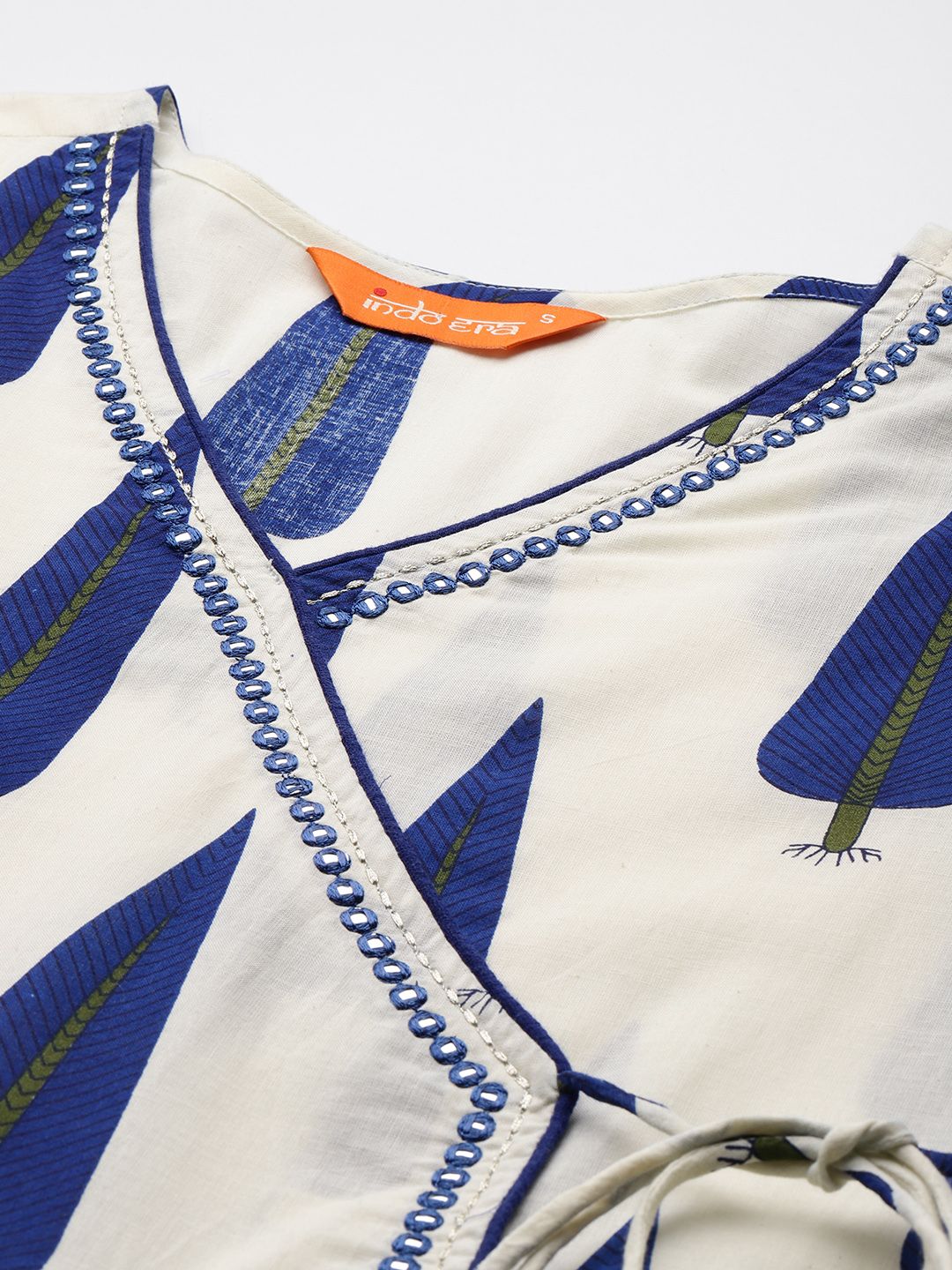 Ethnic Motifs Printed Angrakha Pure Cotton Kurta with Trousers & Dupatta