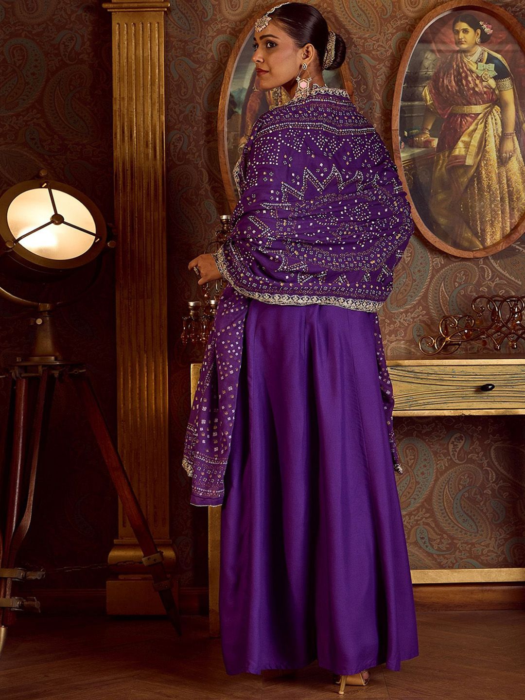 Women Embroidered Empire Kurta with Trousers & With Dupatta