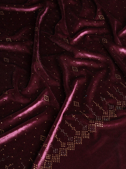Dhiyona PA Embellished Beads & Stones Velvet Shawl