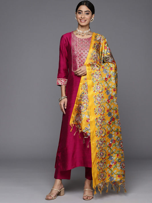 Dhiyona VA Women's Ethnic Motifs Regular Gotta Patti Kurta with Trousers & With Dupatta