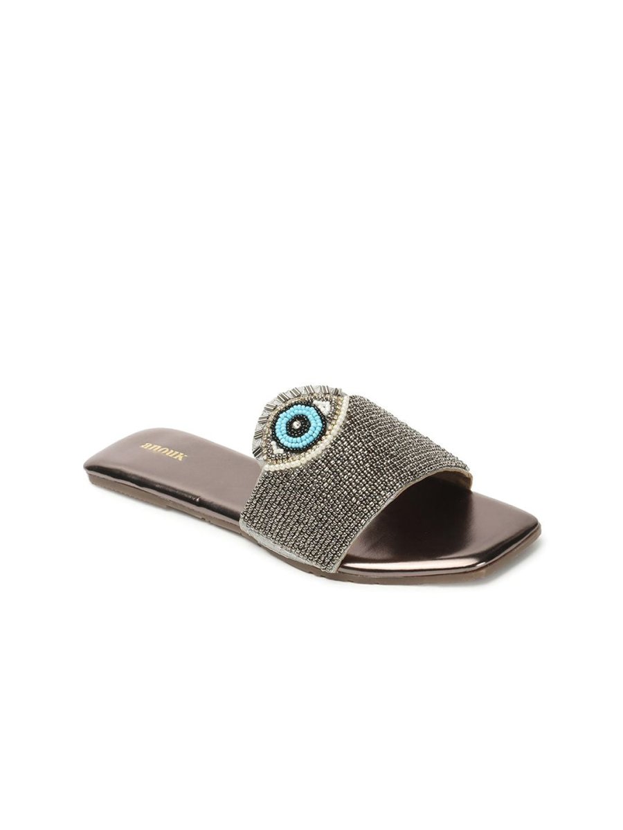 Dhiyona AK Evil Eye Classic Embellished Open Toe Flats