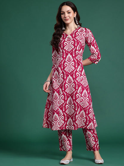 Women Ethnic Motifs Printed Pure Cotton Kurta with Trousers