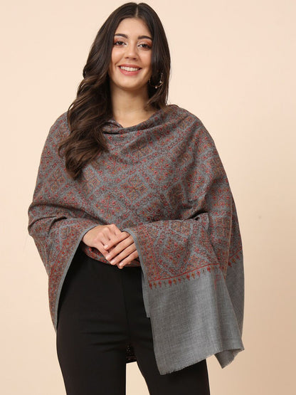 Dhiyona PA Ethnic Motifs Embroidered Pure Woolen Shawl
