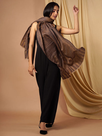 Dhiyona PA Women Brown Woven-Design Woolen Shawl