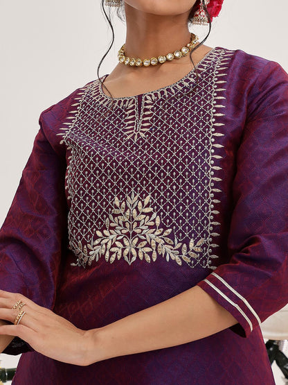 Dhiyona VA Women's Ethnic Motifs Embroidered Gotta Patti Kurta Set