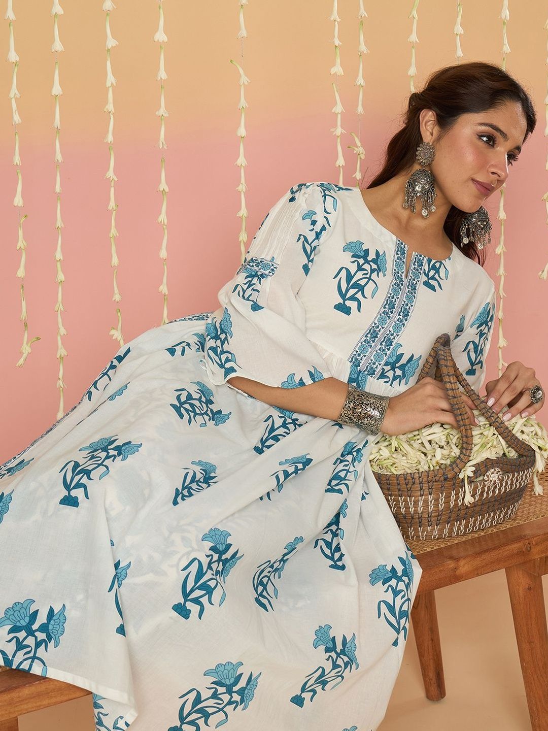 Women Floral Printed Regular Pure Cotton Kurta with Palazzos