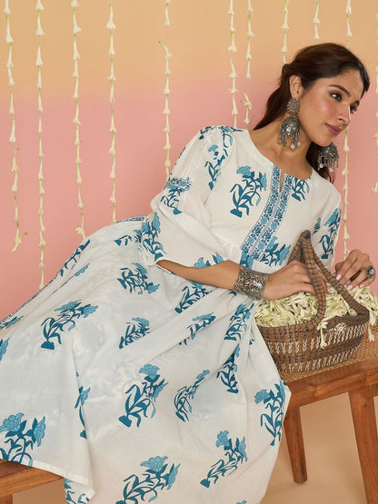 Women Floral Printed Regular Pure Cotton Kurta with Palazzos