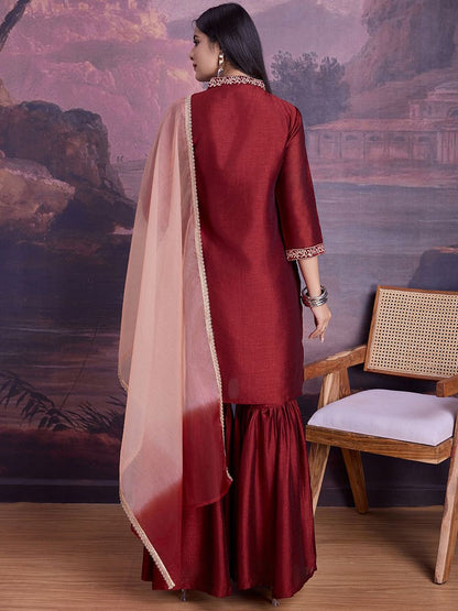 Dhiyona PD Women Embroidered Kurta With Trousers & Dupatta