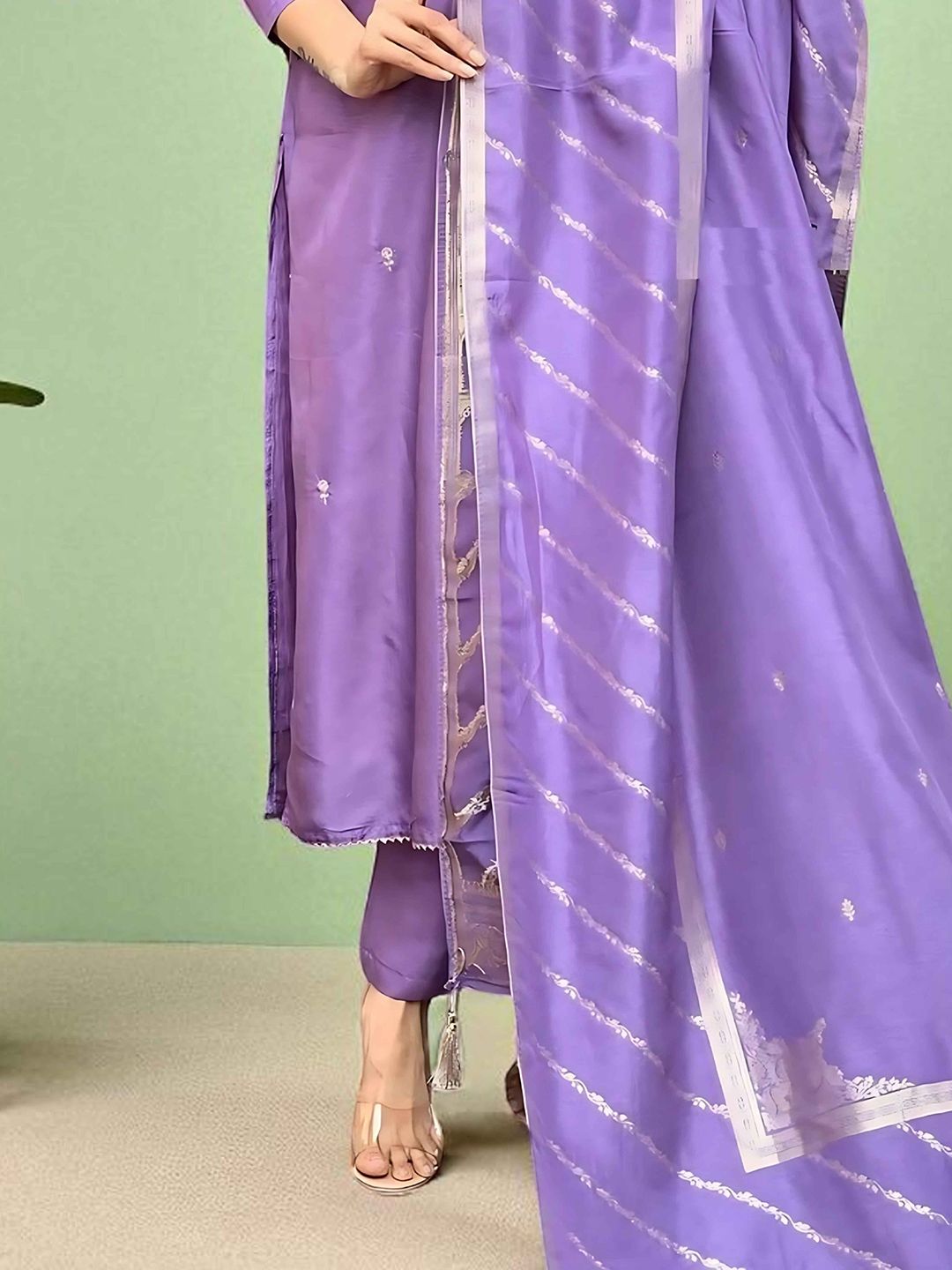Dhiyona SN Women's Floral Embroidered Cotton Kurta with Trousers & Dupatta