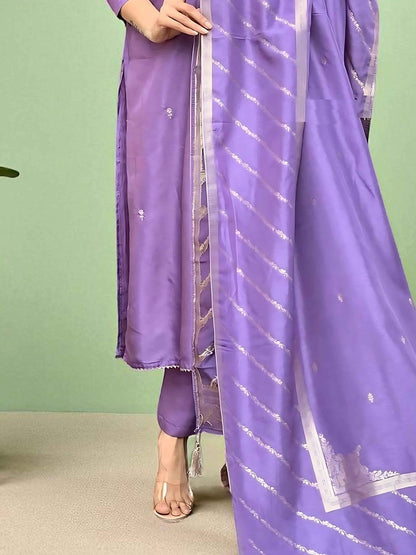 Dhiyona SN Women's Floral Embroidered Cotton Kurta with Trousers & Dupatta