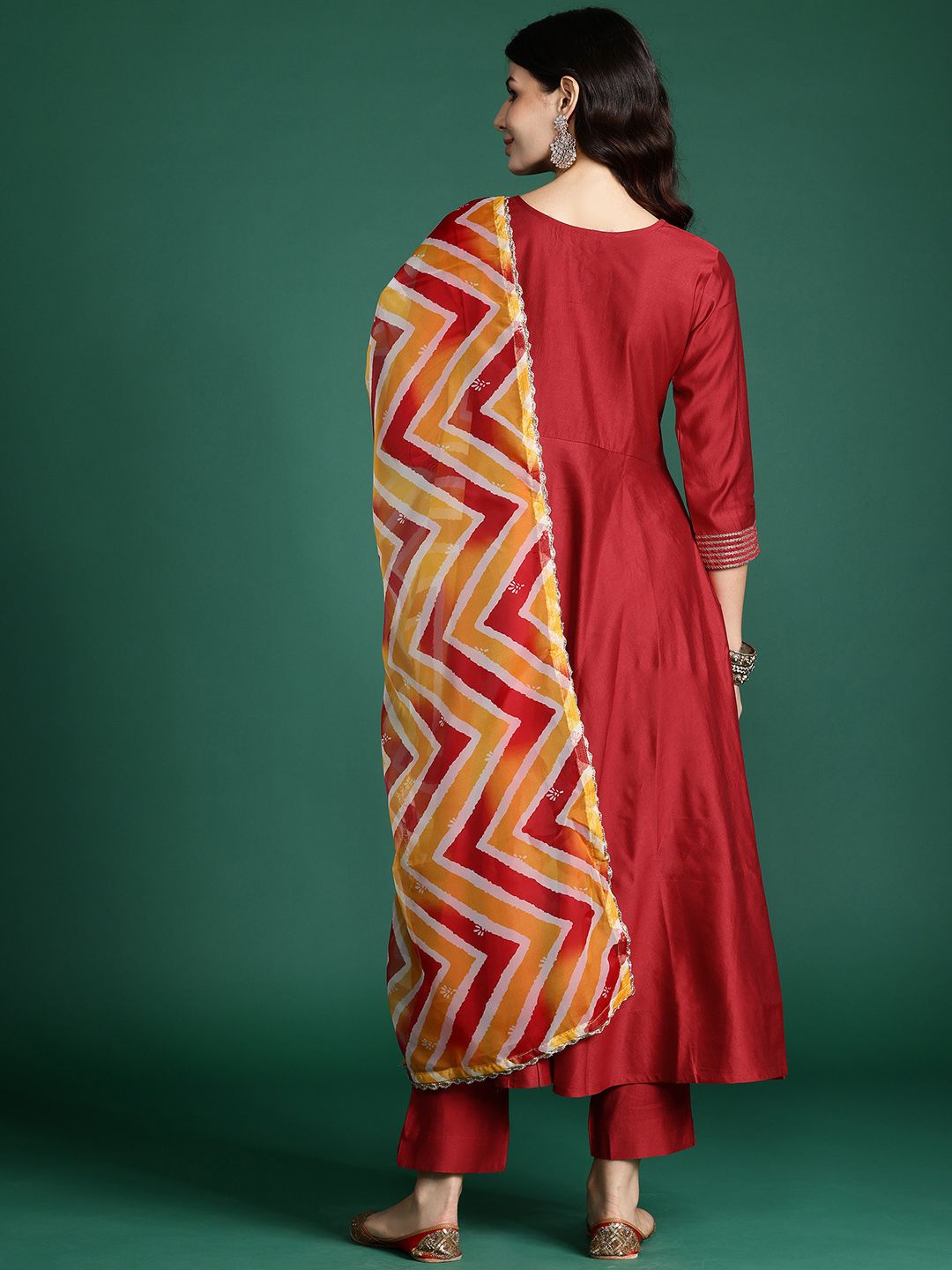 Empire Sequinned Liva Kurta with Trousers & With Dupatta