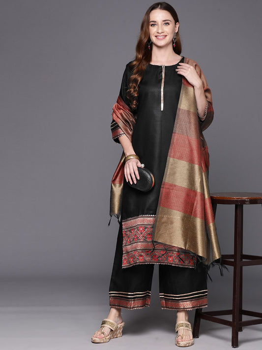 Dhiyona IE Women Ethnic Motifs Regular Gotta Patti Liva Kurta with Palazzos & With Dupatta