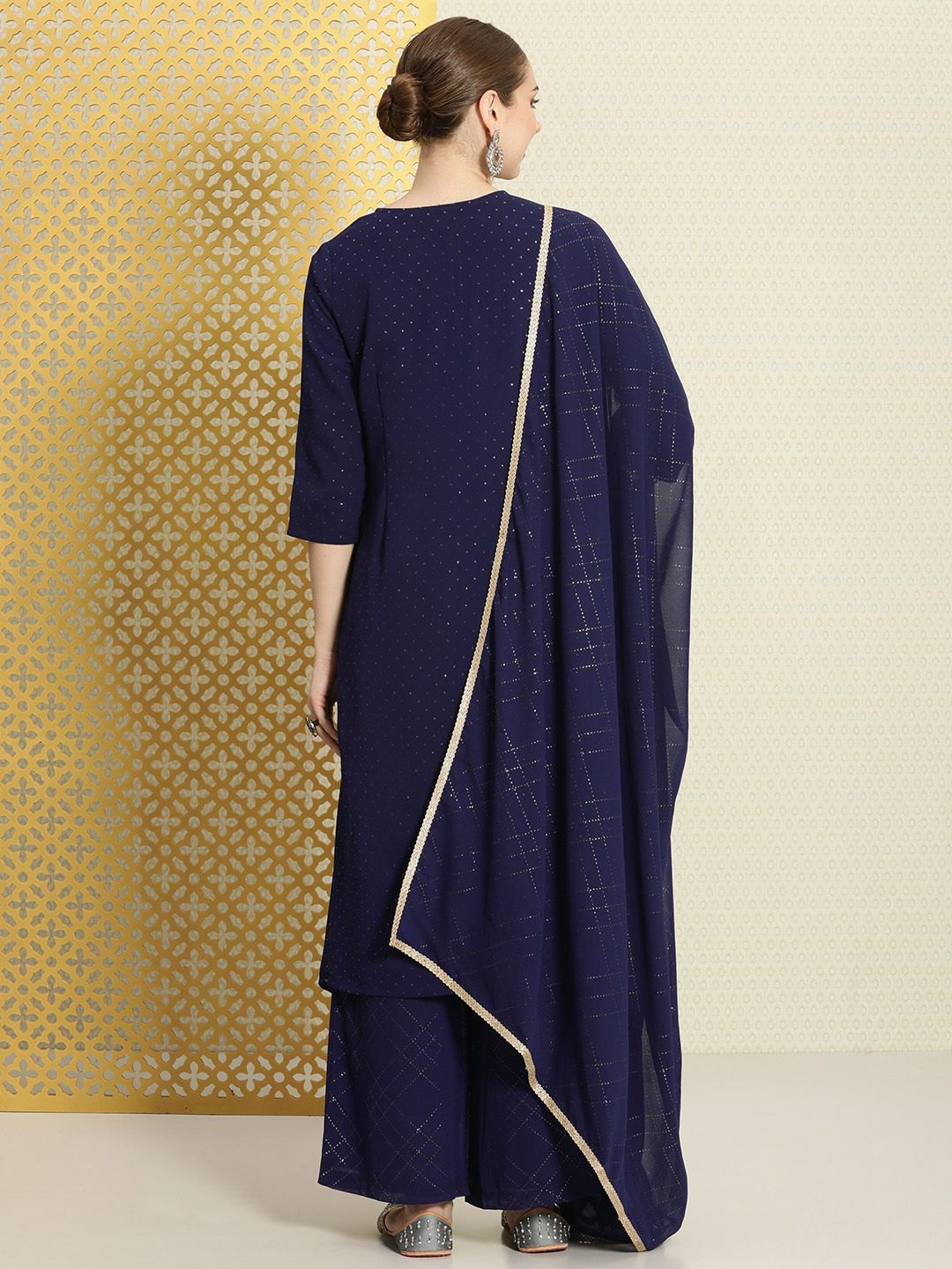 Dhiyona PD Women Women Self Design Regular Jashn Kurta With Palazzos & Dupatta