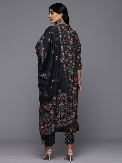 Dhiyona VA Women'sFloral Printed Sequinned Kurta With Trousers & Dupatta