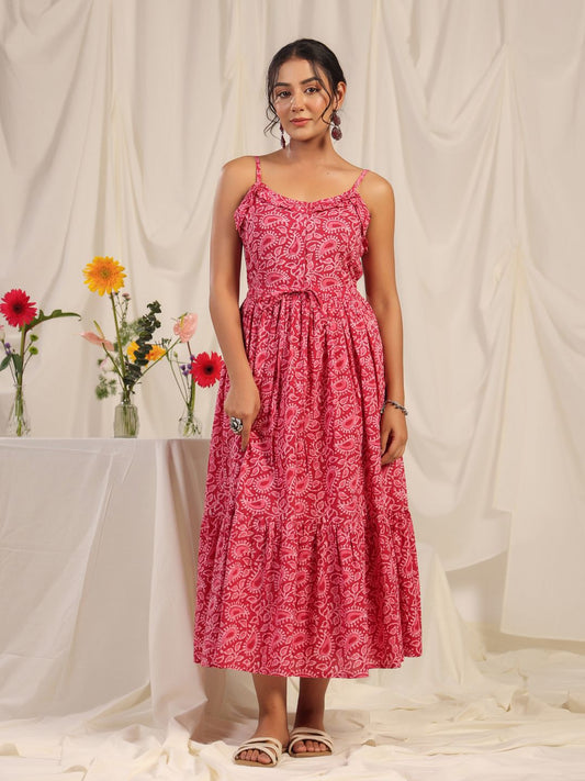 Dhiyona AY Women's Floral Print A-Line Midi Dress
