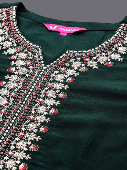Dhiyona VA Women'sFloral Embroidered Regular Kurta with Trousers & With Dupatta