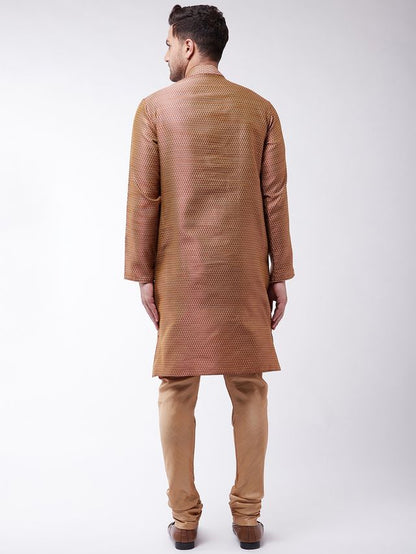 Men's Maroon Silk Blend Straight Kurta Pyjama Set